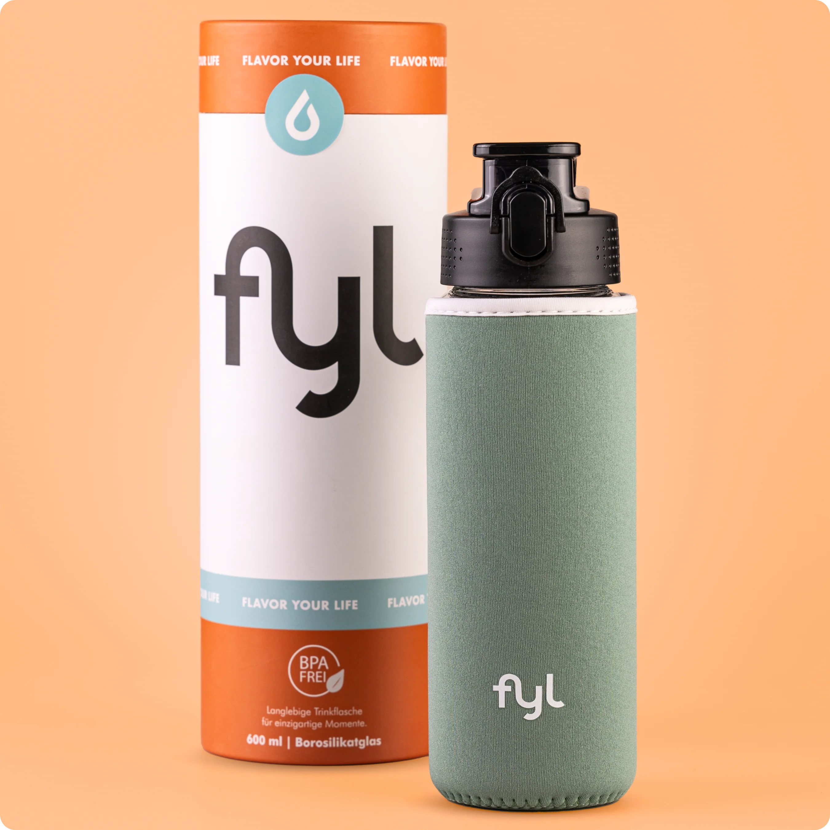 fyl Glas-Trinkflasche mit Überzug (600ml) - Image 2