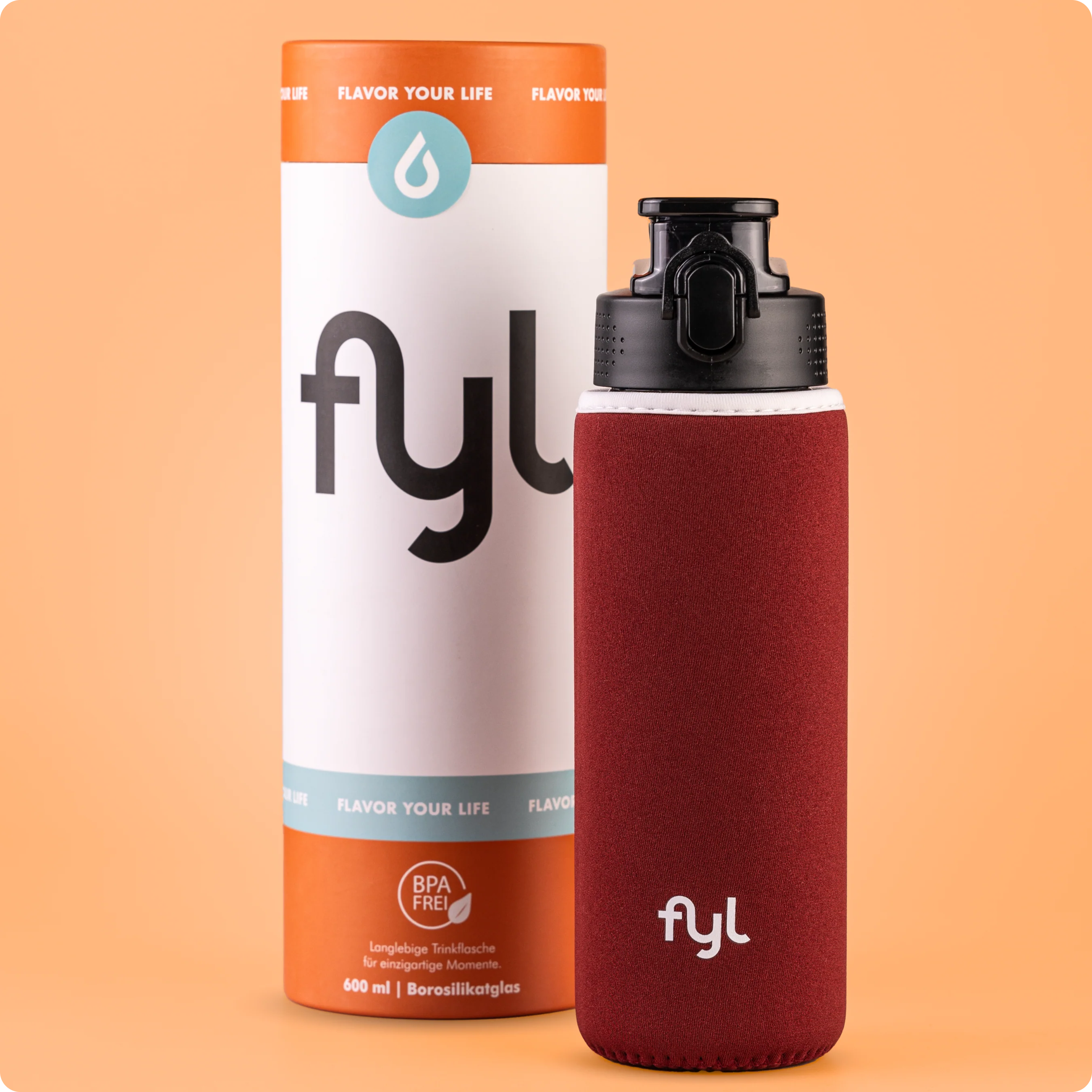 fyl Glas-Trinkflasche mit Überzug (600ml) - Image 3